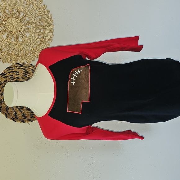 Nebraska Husker Football Baseball Style Top Women L Red Embroidered Homemade EUC - Picture 1 of 6